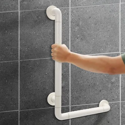 Productafbeelding van Vigevee Handgreep, L-vormig, antislip, roestvrij staal, voor badkamer, veiligheidsgreep voor senioren, steunbeugel tot 200 kg, fluorescerende wandbeugel, 60 x 40 cm