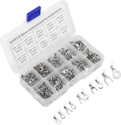 Obrázok produktu pre Neizolované krúžkové svorky, medená krúžková svorka, krúžková svorka, konektor vidlicovej svorky, sada konektorov drôtu, sada svoriek drôtu