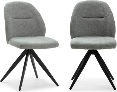 Zdjęcie produktu dla Zestaw 2 obrotowych krzeseł z materiału z czarnymi metalowymi nogami, szerokość 47 cm - TAMARA