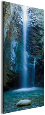 Produktbild von Wallario Premium Leinwandbild Wasserfall bei Sonneneinfall in Größe 60 x 150 cm