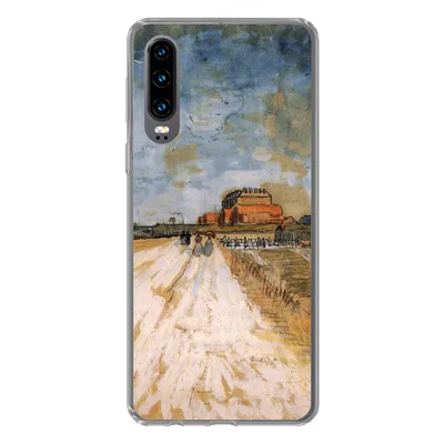 Produktbild von MuchoWow® Handyhülle Schutzhülle Hülle für Huawei P30 Straße entlang der Stadtmauern von Paris - Vincent van Gogh Silikon Softcase Handy Hülle - Kartenbesitzer