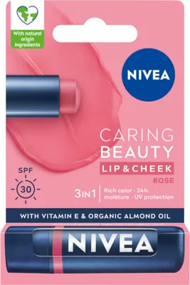 Produktbild von Nivea 3-in-1 Pflege Lippenbalsam Rose, 4,8g - Intensive Feuchtigkeit & Schutz