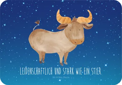 Produktbild von Mr. & Mrs. Panda Kühlschrankmagnet Sternzeichen Stier - Sternenhimmel Blau - Geschenk, holzmagnet, Geburtstag Mai, April, Notizhalter, zettelhalter, Rind, Ochse, magnet