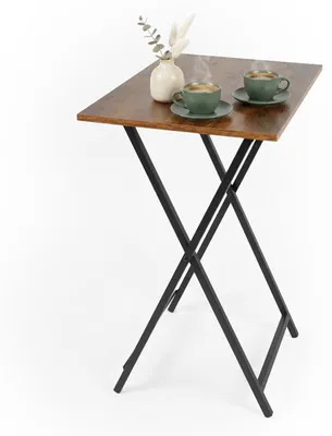 Productafbeelding van Relaxdays Bijzetter, inklapbaar, ruimtebesparend, afmetingen: 66,5 x 48 x 36 cm, salontafel, houtlook en metaal, bruin/zwart