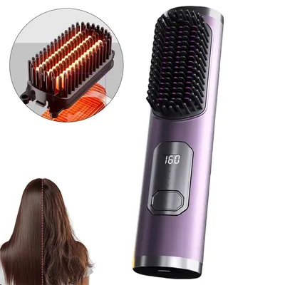 Produktbild von Kabelloser Glättbürsten-Kamm, 200 Mio . Ionen, 4-in-1, MCH Schnellheizung, 5D Bürstenborsten, LED-Display,ideal für Frauen zu Hause und auf Reisen