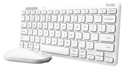 Obrázek produktu pro Trust Lyra, Bezdrátový, RF bezdrátové + Bluetooth, Nůžkový spínač, QWERTZ, Bílá, Obsahuje myš