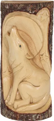 Produktbild von Something Different - Wandbild "Wolf", Holzschnitzerei SD2682 (30 cm x 3,5 cm x 12 cm) (Beige/Braun)
