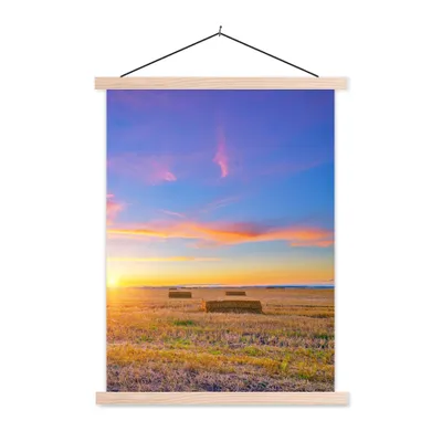 Produktbild von MuchoWow® Textilposter Stroh - Sonne - Himmel - Landschaft 40x53 cm mit holzfarbenen Rahmen - Schlafzimmer