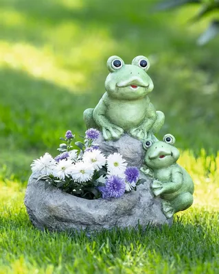Produktbild von Pflanzschale "Frösche" aus Polyresin, wetterfest, Pflanztopf, Blumentopf, Gartendeko für Draußen