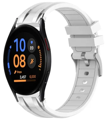 Productafbeelding van Voor Samsung Galaxy Watch FE 40mm, siliconen horlogeband met snelsluiting, zilveren gesp, vervanging, wit