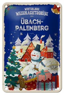 Produktbild von Blechschild Weihnachtsgrüße ÜBACH-PALENBERG Geschenk Deko 12x18cm