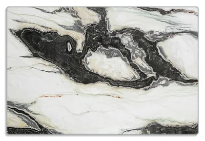 Produktbild von Wallario Frühstücksbrettchen aus Glas 20 x 30 cm mit rutschfesten Füßen, Motiv Schwarz-Weiße Marmor-Optik