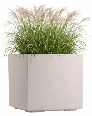Produktbild von HowHomely | Blumentopf - Blumenkübel - beige - 40 x 40 x 40 cm - Übertopf - auf Rollen - Betonstruktur