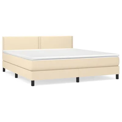 Produktbild von vidaXL Boxspringbett mit Matratze Creme 180x200 cm Stoff
