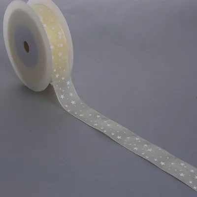 Produktbild von Organzaband mit Sternchen - creme - 25mm - 25m - 90165 50