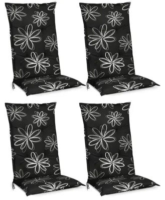 Produktbild von Beautissu 4er Set Hochlehner für Gartenstuhl Flores, 120x50x6cm, Schwarz