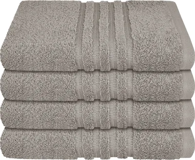 Produktbild von Schiesser Frottier Handtuch Milano im 4er Set | 100% Baumwolle aus nachhaltiger Produktion | weich, saugstark, farbecht | 50x100cm | Hellgrau