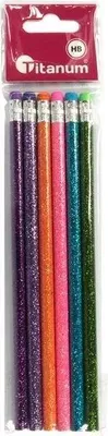 Image de Crayons pailletés avec gomme HB 6 pièces