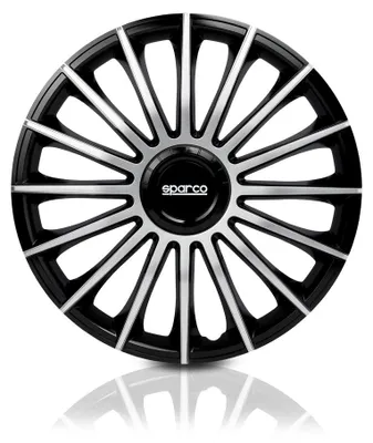 Produktbild von 14" Zoll Radkappen Schwarz Silber Radzierblenden Radblenden SPC1493BKSV SPARCO