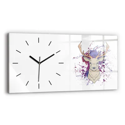 Produktbild von Wallfluent Wanduhr – Stilles Quarzuhrwerk - Uhr Dekoration Wohnzimmer Schlafzimmer Küche - Zifferblatt mit Strichen - schwarze Zeiger - 60x30 cm - Hirschvektorillustration