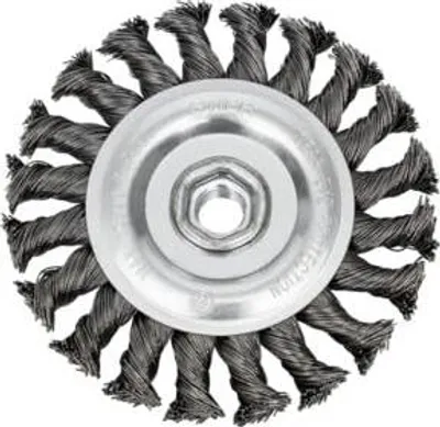 Produktbild von STIER Rundbürste 115 mm für Winkelschleifer, M14, Bohrung 22,2 mm, gezopft, Stahl, Drahtbürste, Winkelschleifer Bürste, Schleifbürste, Topfbürste Winkelschleifer