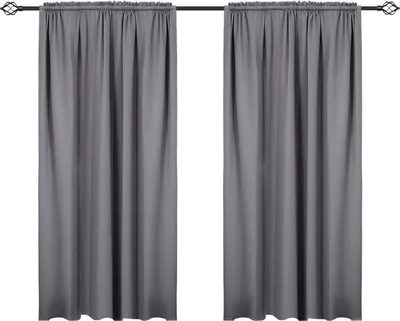 Image de Lot de rideaux gris – Lot de 2 – Occultants – Velours – Ruban fronceur – 168 x 229 cm