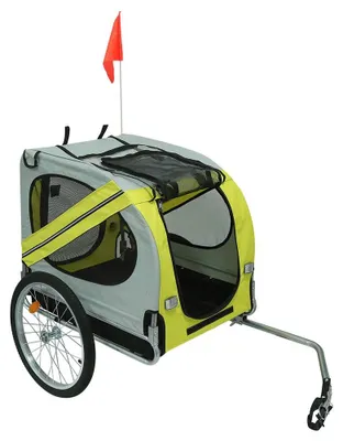 Productafbeelding van Hondenfietskar - 137 x 73 x 90 cm - Opvouwbaar - Met reflectoren en vlag