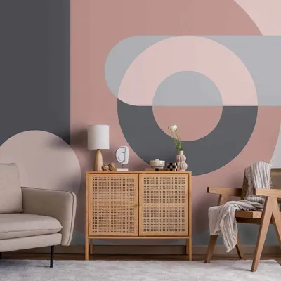 Produktbild von Vlies Fototapete - Geometric Wreath (Pink) 300x210 cm Abstrakt n-A-0932-a-b