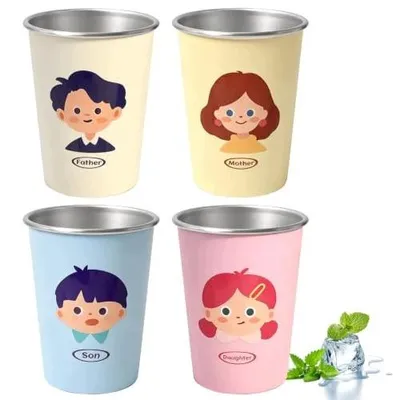Zdjęcie produktu dla Kubki ze stali nierdzewnej 350 ml zestaw 4 sztuki wielokrotnego użytku