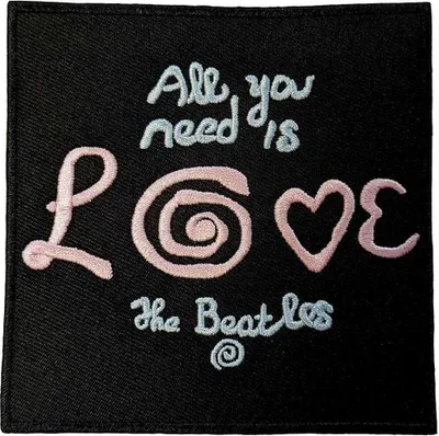 Image de The Beatles - Tissu tissé - Ecusson thermocollant "All You Need Is Love" - Polyester RO10103 (Taille unique) (Noir/Rose/Bleu)