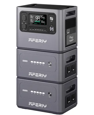 Produktbild von AFERIY P280 2800 W Powerstation 2048 Wh mit 2 Zusatzakkus, 6144 Wh, 1,5 h Schnellladung, UPS, für Camping und Zuhause
