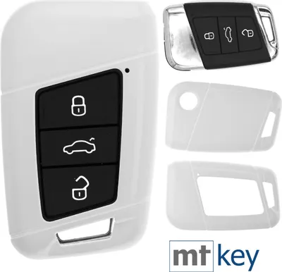 Produktbild von Auto Schlüssel Kunststoff Hülle ABS Plastik Schutz Cover Weiß kompatibel mit VW Arteon T-Roc Passat B8 Skoda Superb KEYLESS SMARTKEY