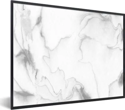 Produktbild von MuchoWow® Gerahmtes Poster Marmor - Grau - Weiß - Abstrakt - Marmoroptik 80x60 cm - Poster mit Schwarzem Bilderrahmen Wandposter Rahmen Foto Bilder - Schwarzem - Mit Gestell