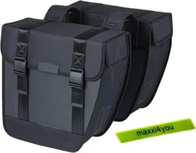 Image de Basil Tour Waterproof - Sacoche double pour vélo - 28 litres - noir avec bande réfléchissante maxxi4you
