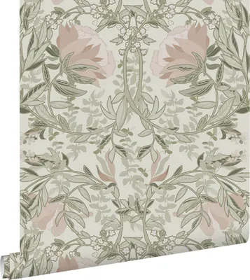 Zdjęcie produktu dla ESTAhome Tapeta vintage kwiaty w stylu secesyjnym piaskowego beżuIstarego różu 53 cm x 10.05 m