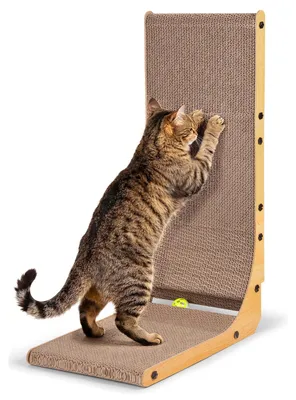 Produktbild von BASVII L-förmiges Kratzbrett Katze 68 cm & Kratzpappe für Katzen