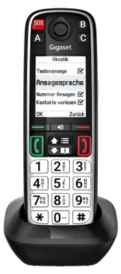 Produktbild von Gigaset Easy 520HX DECT-Mobilteil mit Ladeschale, SOS-Notruf, Schwarz