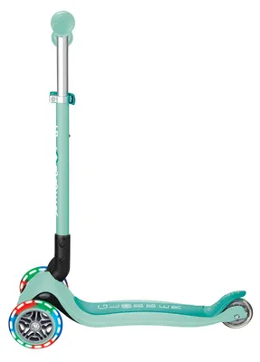 Tretroller, klappbar, mintgrün, mit LED-Rädern, 50 kg max.