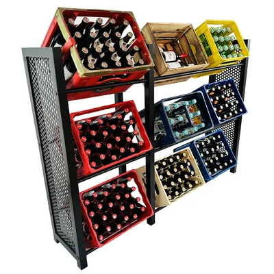 Obrázok produktu pre MetaloPro® Kovový regál na prepravky | Regál na bedničky | Stojan na prepravky | Kovový organizér (pre 9 prepraviek, 112 x 32 x 158 cm) big