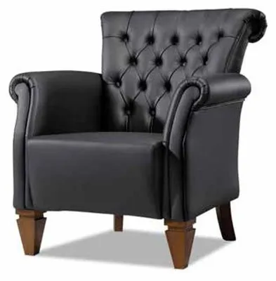 Obrázok produktu pre Čierne kreslo Chesterfield Dizajnové TV kreslo Čalúnené kreslo