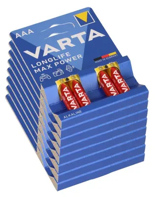 A stack of Varta AAA battery packages.