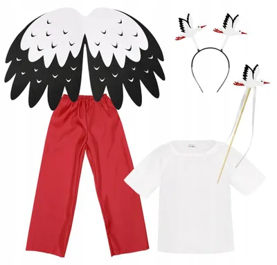 Produktbild von Storchenkostüm mit Flügeln und Maske für Kinder 134-140