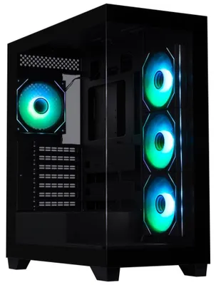 Immagine prodotto di BitFenix CETO: case per PC, formato ATX, 4 ventole ARGB da 120mm, 2 porte USB 3.0, porta USB-C, pannello laterale in vetro temperato, colore nero
