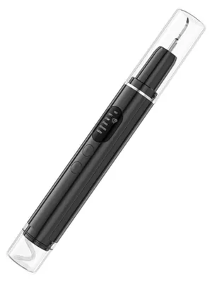 Produktbild von INF Ultraschall-Zahnsteinentferner – Wiederaufladbarer Ultraschall-Zahnreiniger mit UV-Sterilisation, IPX7, LED, 2 spitze + 2 flache Edelstahlaufsätze Schwarz