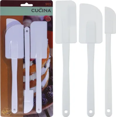 Produktbild von Teigschaber - Kunststoff - dünne Ausführung, 3 teilig, weiß, 2 x