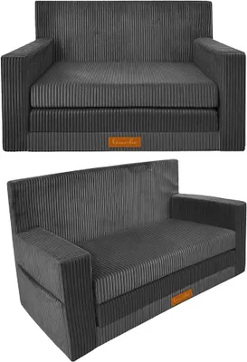 Imagen del producto de Sofá infantil 3 en 1, sofá de juego, sofá cama y sofá plegable, personalizable, fabricado en la UE, (gris)