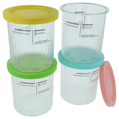 Produktbild von vhbw 4x 680 ml Behälter kompatibel mit Ninja CREAMI NC501, NC500 Eismaschine - Becher mit Deckel, BPA-frei, Spülmaschinenfest