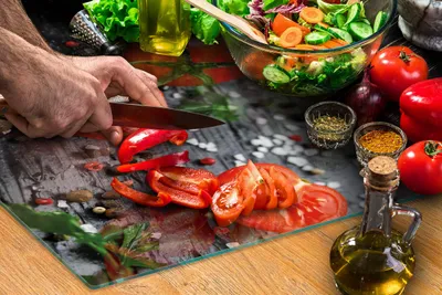 Obrázok produktu pre Sklenená Doska Na Krájanie 52X30 Paradajka