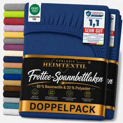 Produktbild von Frottee Spannbettlaken Doppelpack Rundumgummizug 200 x 220 cm Navyblau
