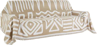 Image de SucceBuy Housse de canapé (299 x 81 cm) style boho, protection chenille antidérapante pour canapé d'angle, housse lavable et anti-rayures pour animaux domestiques, housse de canapé en kaki